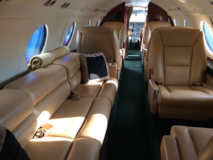 Photo of interior of the Falcon 20 400A Luxury Corporate Jet