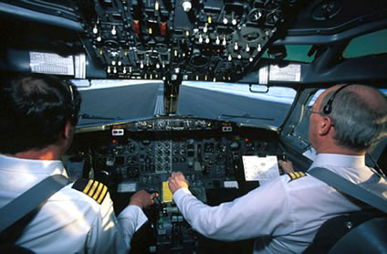 photo of Richmor aviation pilots at work in the cockpit