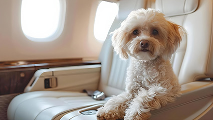 photo of service dog on private jet